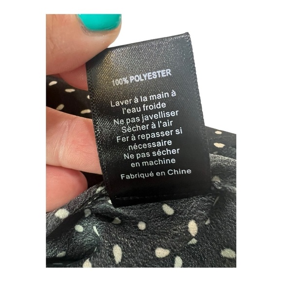 Boxy Black White Polka Dot Blouse Stand Up Collar by Lush Womens Small NWOT - Picture 9 of 15